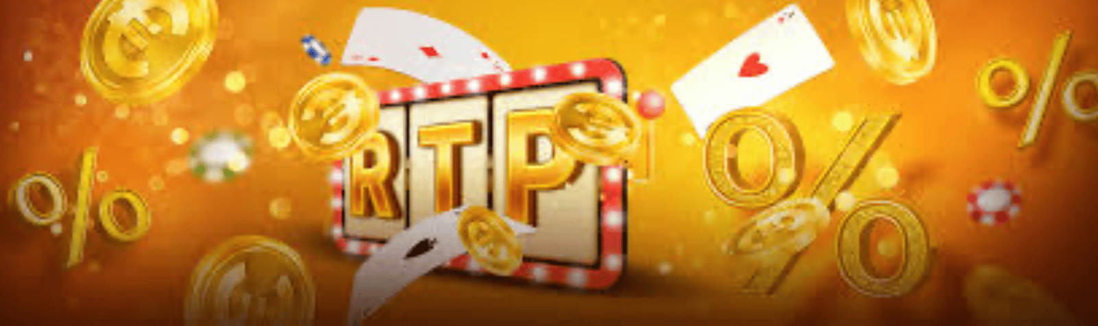An illustrative image of RTP and % signs to reinforce how important RTP is when playing slots.