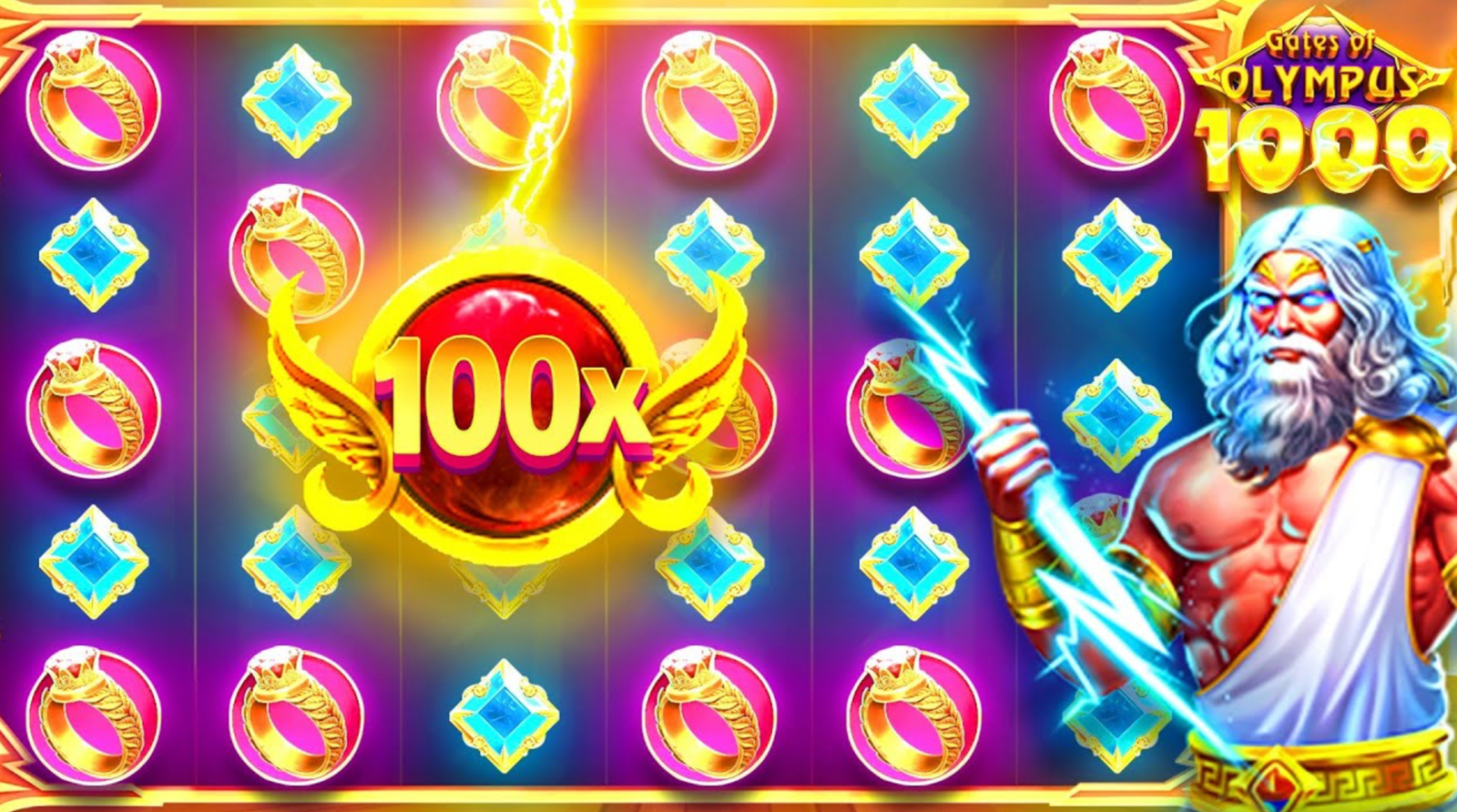 This is what the multipliers look like in the Gates of Olympus slot. We managed to land a 100x multiplier in one of our tests!