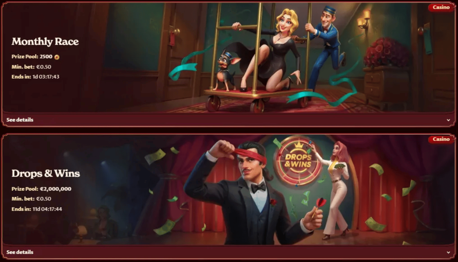 A picture showing some casino tournaments at Casoola