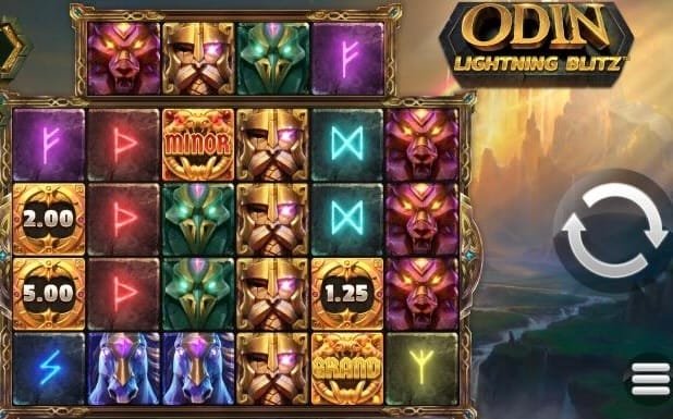 Gameplay from Odin Lightning Blitz, an immersive experience with excellent graphics, a great soundtrack and a relatively high payout available at the right casino.